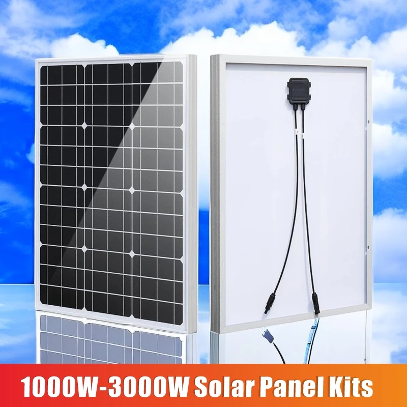 Banco de energia portátil de alta eficiência Kits de painel solar 1000W-3000W, carregamento flexível, células solares ao ar livre para casa e acampamento, 18V