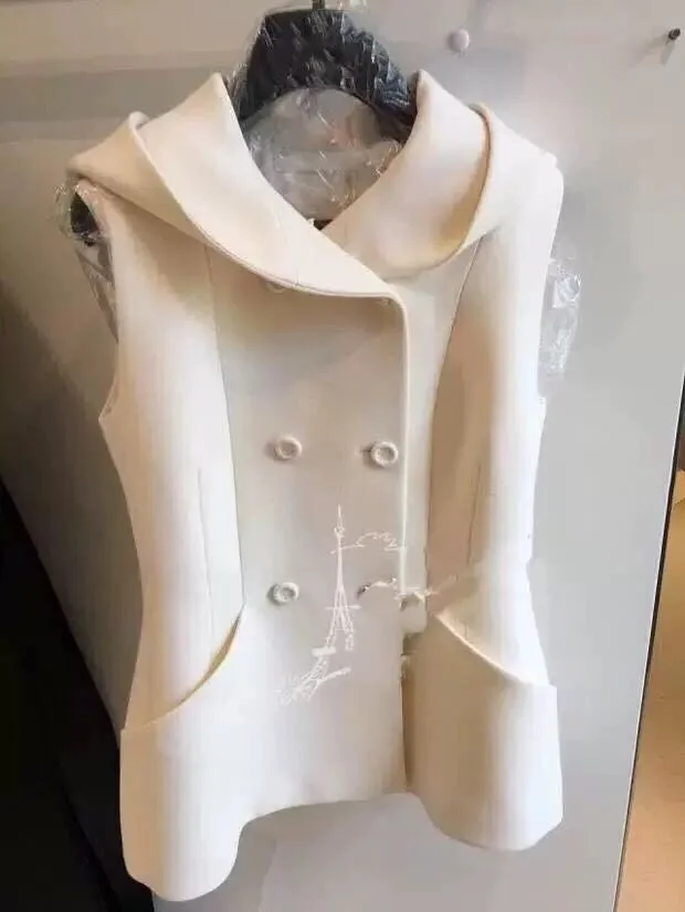 Elegant Double-Row Button Hooded Vest Short Jacket New Style Quality Design Fashionable Women's Summer Outerwear