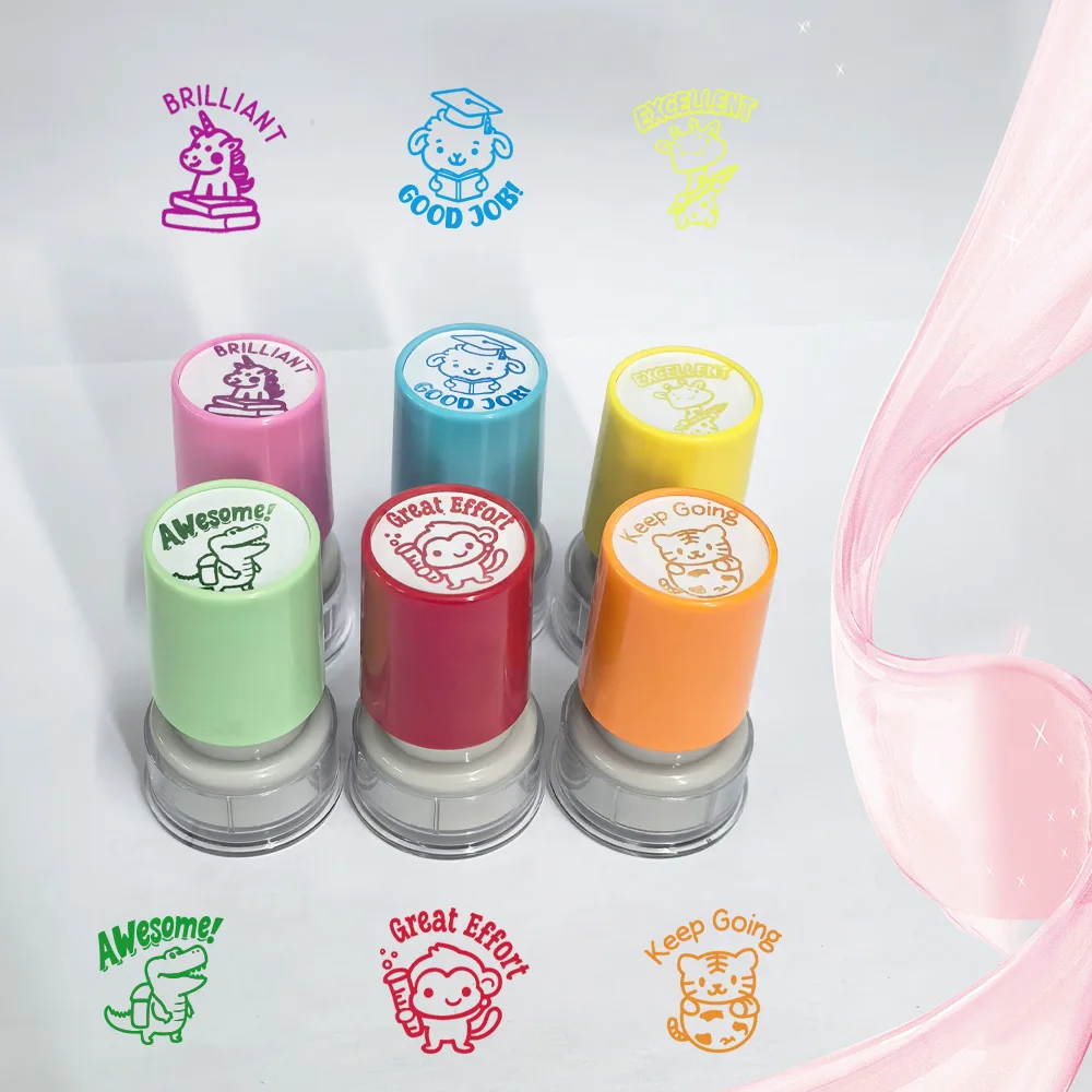 Encourage learning, praise and progress, punch in interesting animal pattern comment seal, great teaching seal