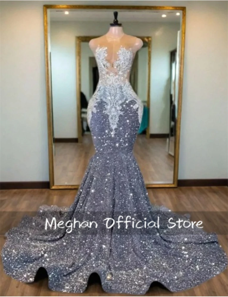 Orange Bead Crystal Long Prom Dresses For Black Girl Appliques Party Dresses Women 2024 Sequin Formal Gown Customized