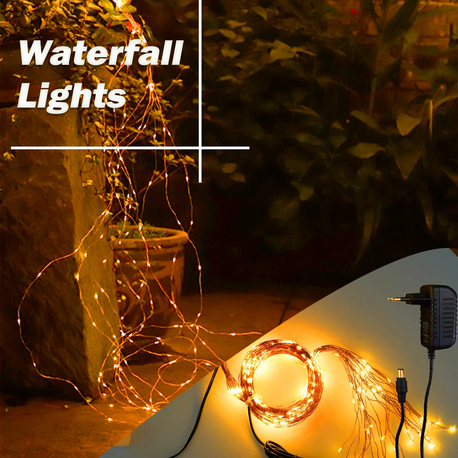 

30Branch 600LED Copper Wire Christmas Lights Waterfall Lamp Fairy String For Curtain Outdoor Tree Garlands Holiday Wedding Party