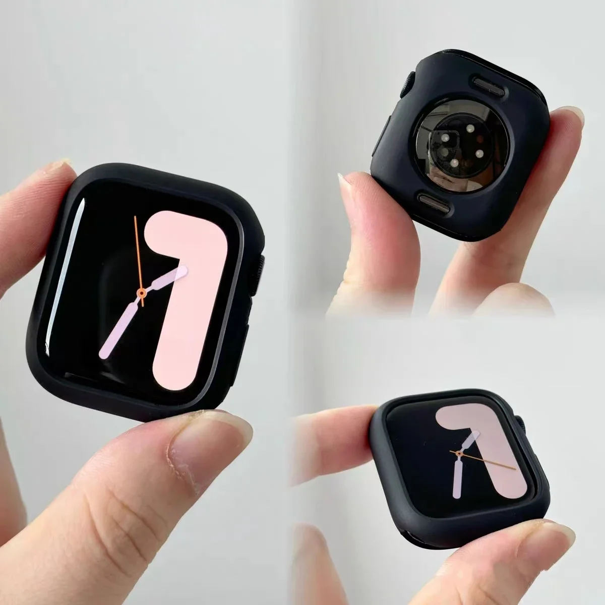 

Senior Silicone protective shell case For Apple Watch cover Series 10/9/8/7/6/5/3 black 38mm 40mm 41mm 42mm 44mm 45mm 46mm 49mm