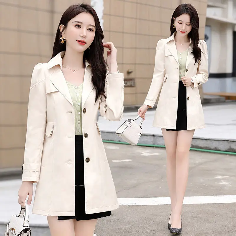 2024 New Fashion Spring Autumn Trench Coat Women korean Single-Breasted Slim All-match Windbreaker Female Outerwear Overcoat