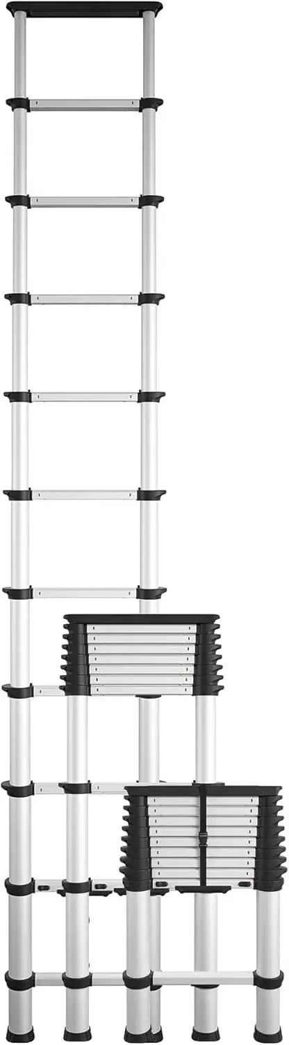 14-ft Max Reach Height Aluminum Telescoping Ladder with Ergonomic Grips and Top Cap, 300 lb. Weight Capacity, ANSI Type 1A Ratin