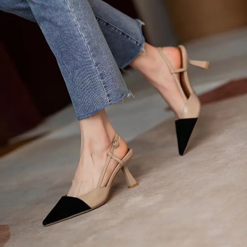 Shoes for Women Brand Pointy Slingbacks Ladies High Heels Summer Fashion Pumps Shallow Slip on Shoes Female Party Dress Sandals