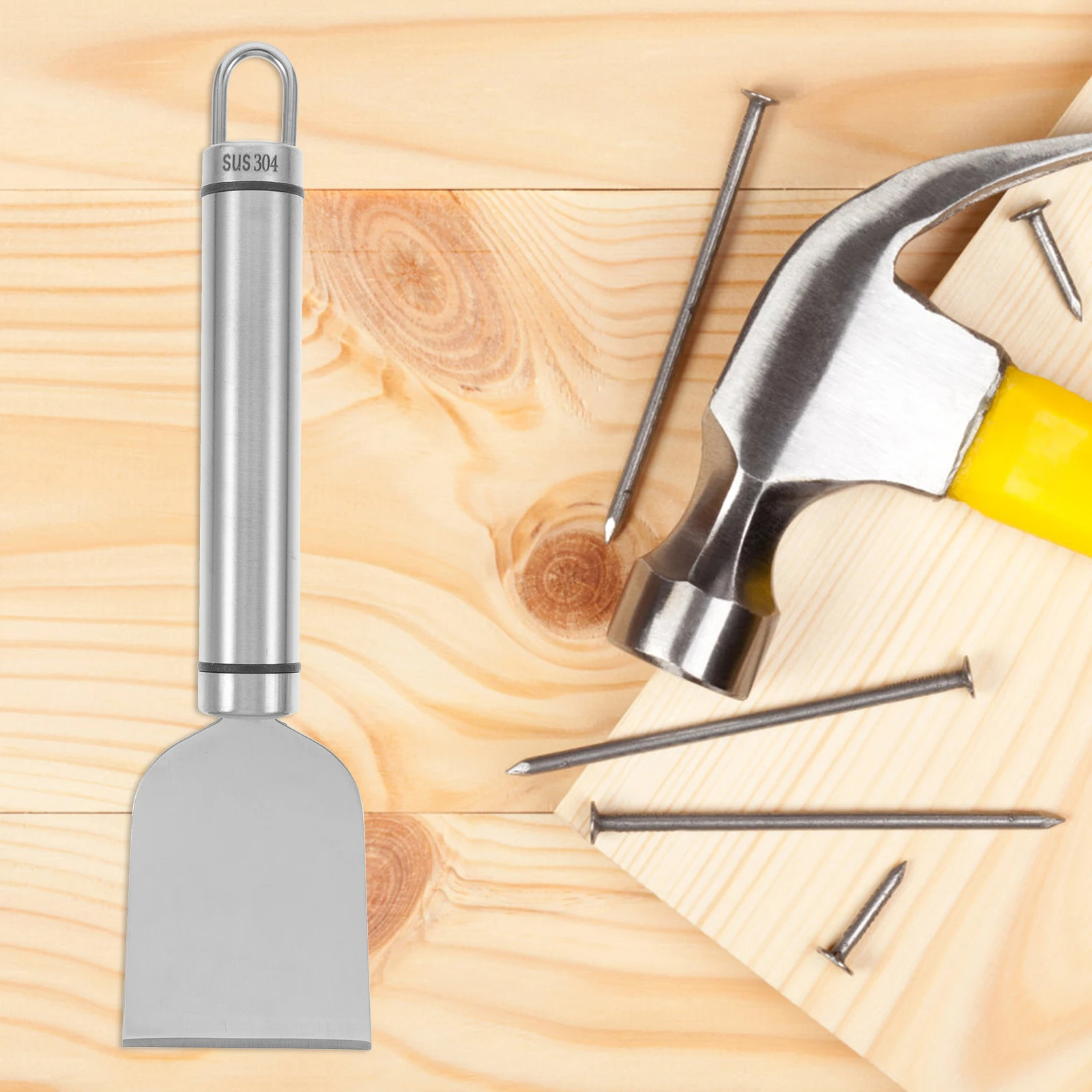 

2pcs Oil Stain Scraper Paint Tool Wood Outdoor Cleaning Floor Stainless Steel Kitchen Utensil Set Dishware Cutlery Kit