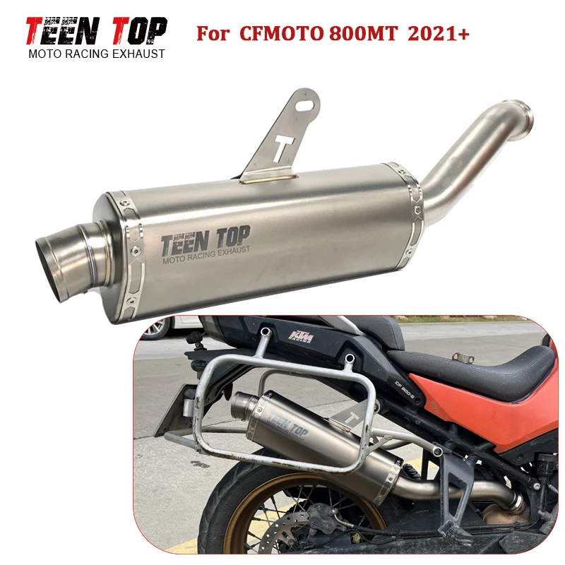

Motorcycle Slip-on Exhaust For CFmoto 800MT Exhaust Muffler DB Killer 2021+ Racing Escape Moto Tailpipe Connect OEM Front Pipe