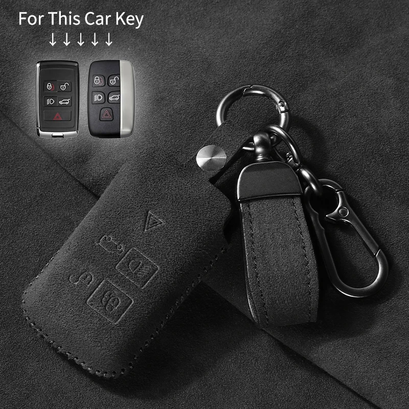 Suede Leather Car Key Case For Land Rover Range Rover Sport Discovery 3 4 Elander 2 car Evoque Accessories Holder Shell Keychain