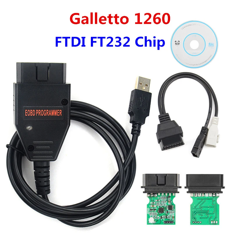 Galletto 1260 ECU Chip Tuning Tool OBD2 Car Diagnotic Tools FTDI Chip ECU Flasher Programmer Read&Write Auto OBD 2 Scanner Cable