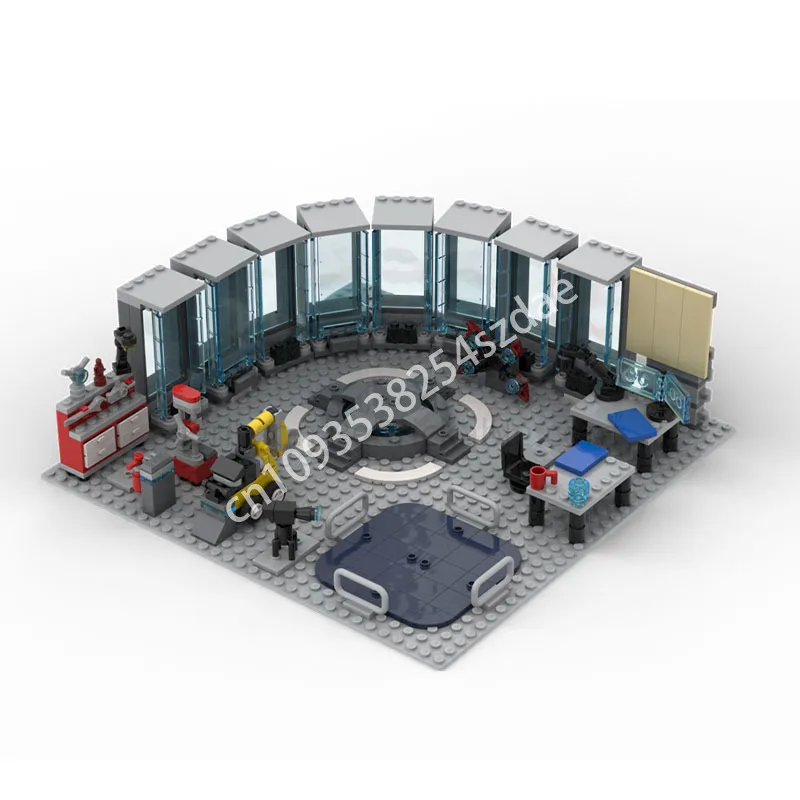

422 шт. MOC Iron Hero Workshop Super Heroes, строительные блоки, модель STEM, развивающая рождественская игрушка, подарок, воображение пространства, кирпич