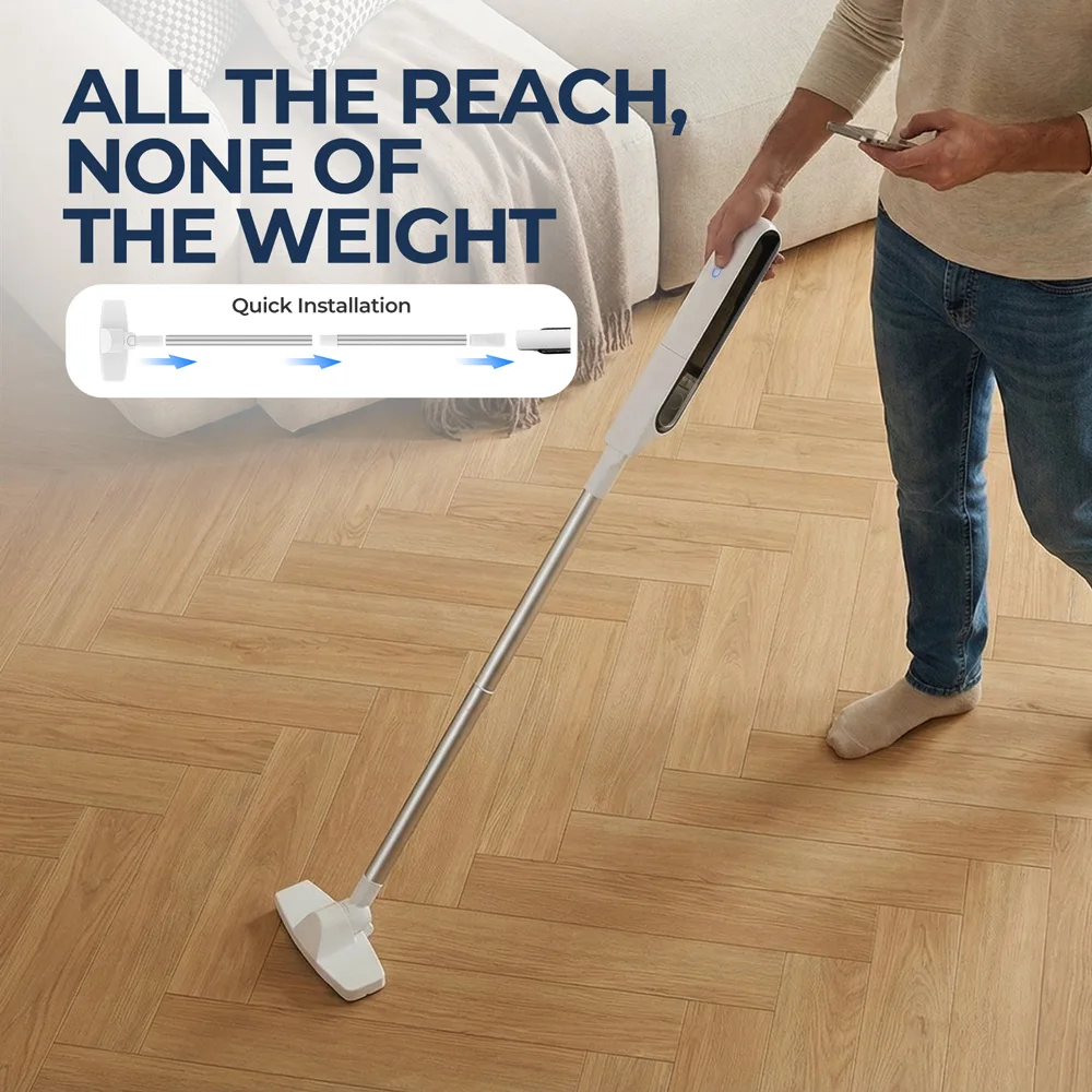 2-in-1 Akku-Stiel- und Handstaubsauger, ultraleichter tragbarer Staubsauger, LED-Licht, Fugendüse, schwenkbarer Kopf zum Reinigen von Hartböden, Treppen, Polstern und Autoinnenräumen