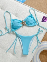 New Sexy Push Up Micro Thong Bikini Set Swimsuit Swimwear Women Strappy Starfish Halter Beachwear Bathing Suit biquini