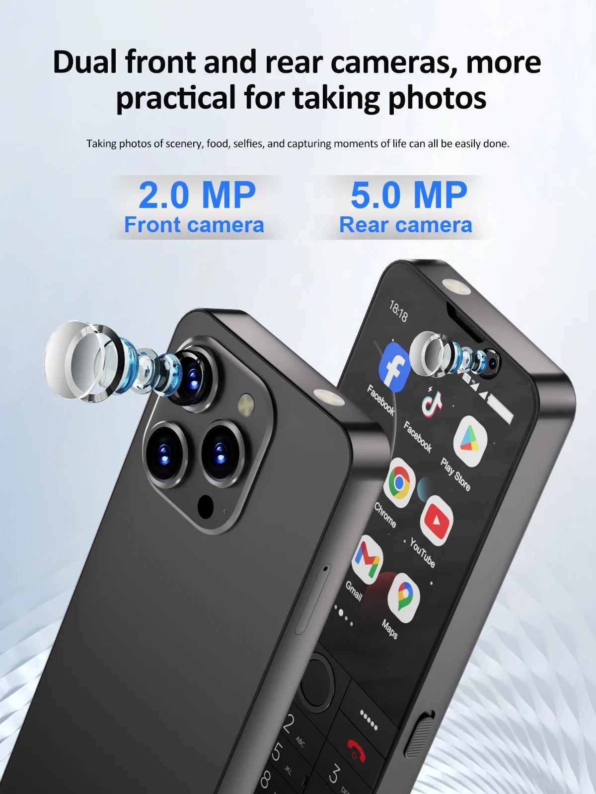 UNIWA F26 Pro 4G 3.5'' Touch Screen Keypad Phone Android 11 2GB+16GB 2850mAh Dual SIM Card Cellphone Whatsapp Google Smartphone