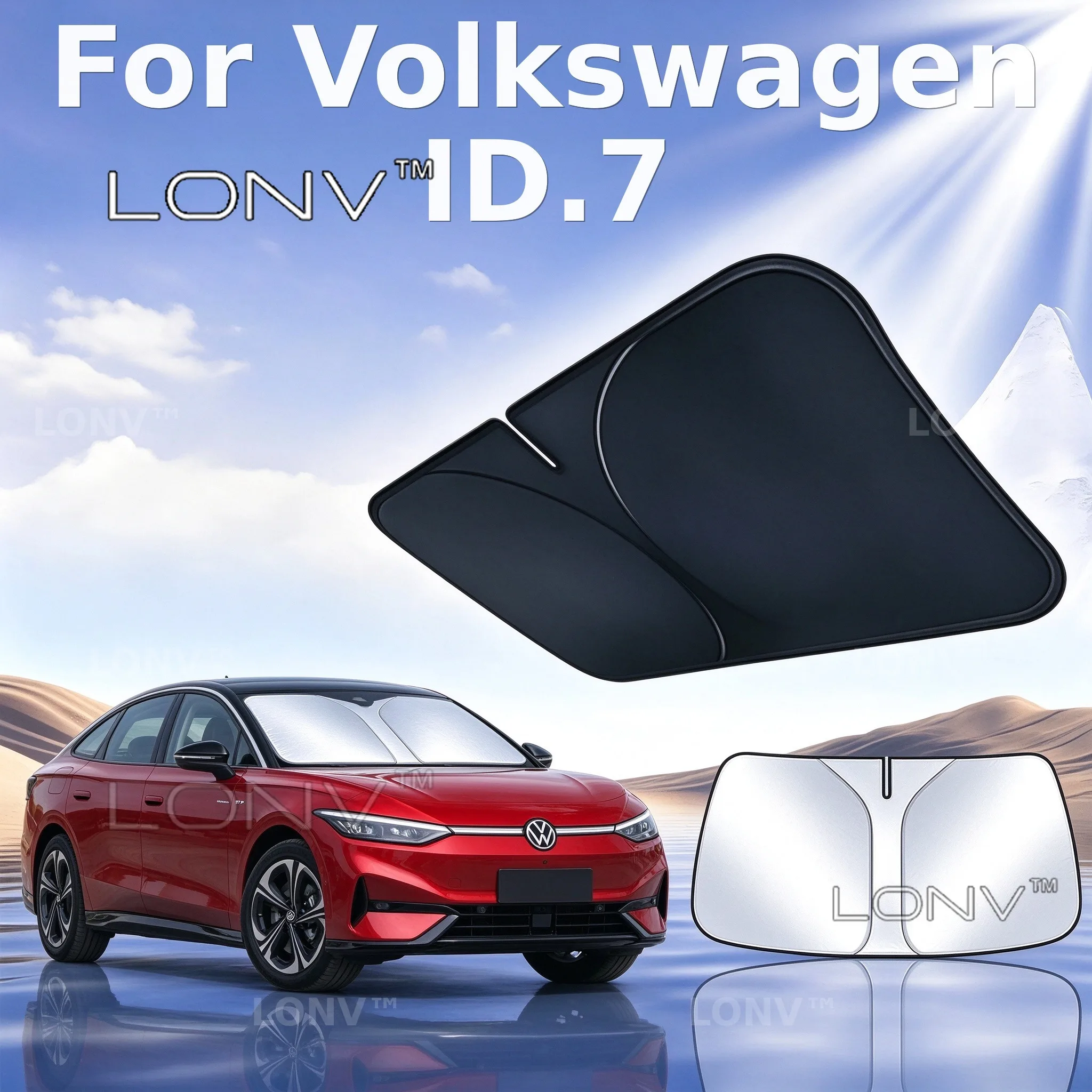 For Volkswagen ID.7 2024 2025 2026 2027 Car Windshield Sunshade Cover Anti UV Protection Foldable cooling Accessories