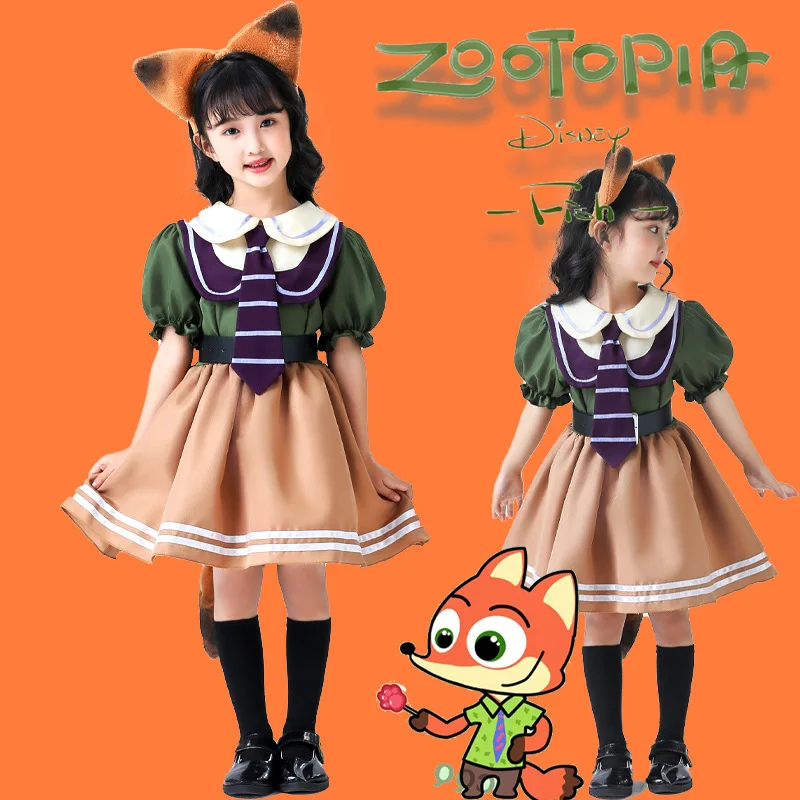 

Костюм для косплея на Хэллоуин, аниме Zoo Topia, платье Ника и Джуди, пояс, галстук, комплект из 5 предметов, тематическая вечеринка, одинаковые наряды для родителей и детей