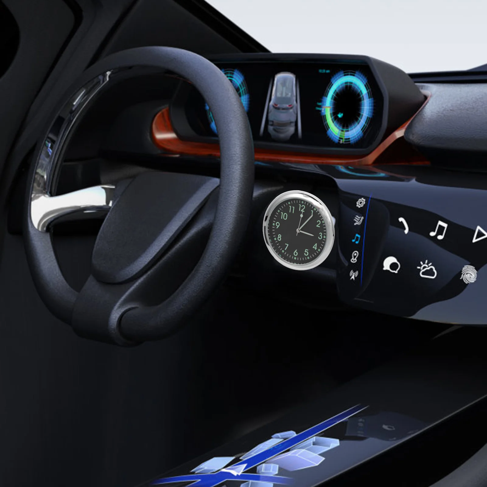 Reloj Digital para salpicadero, relojes de Metal, decoración, relojes pequeños electrónicos para Interior de coche, larga vida útil, fácil de instalar, piezas de coche