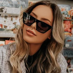 Retro Oversized Square Sunglasses Men Women Fashion Large Cat Eye Sun Glasses UV400 Outdoor Travel Eyewear Gafas Oculos Escuros