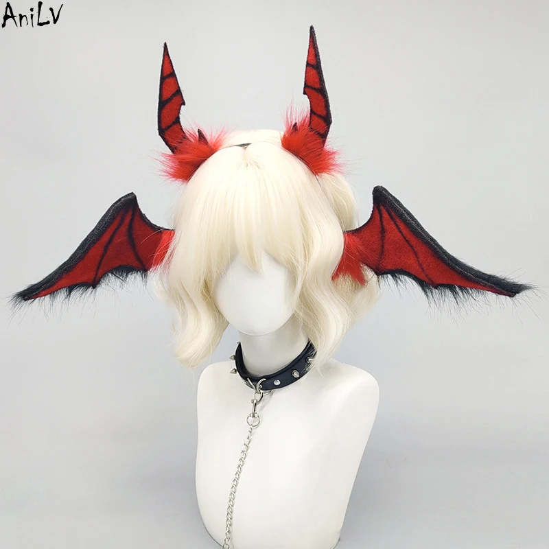 

AniLV Hell Devil Bat Headband Animal Ears Furry Headwear Fursuit Halloween Cosplay