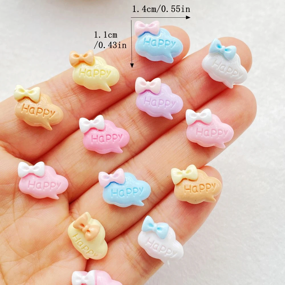 30Pcs Cute Mini Cartoon Colorful Bow Cloud Nail Art Resin Designer Charms DIY Craft For Nail 3D Decorations Jewelry