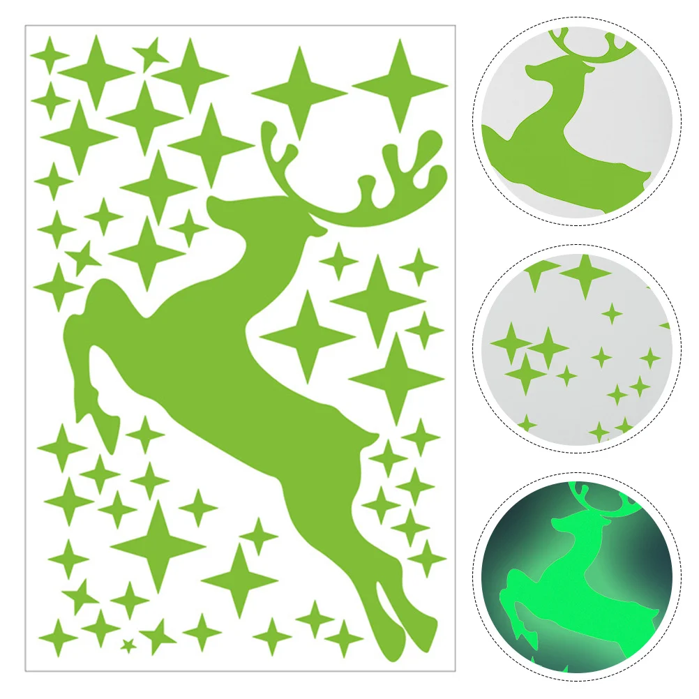 

1 Sheet Night Glow PVC Fluorescent Xmas Wall Sticker Luminous Decal Removable Christmas Decoration