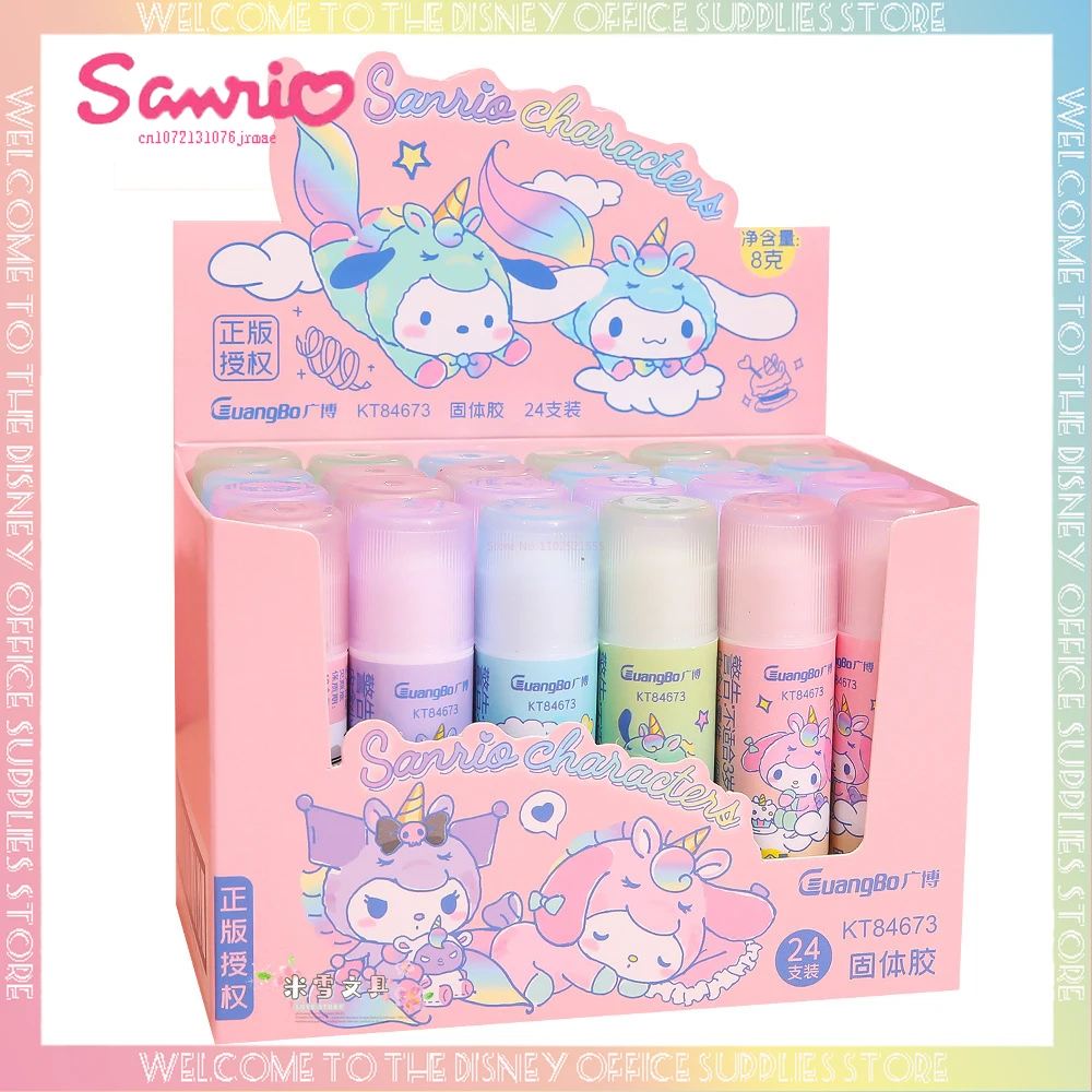 

24 шт. Новинка подлинный Sanrio сплошной клейкий Kuromi Melody Cinnamoroll Hello Kitty студенческие принадлежности канцтовары оптом