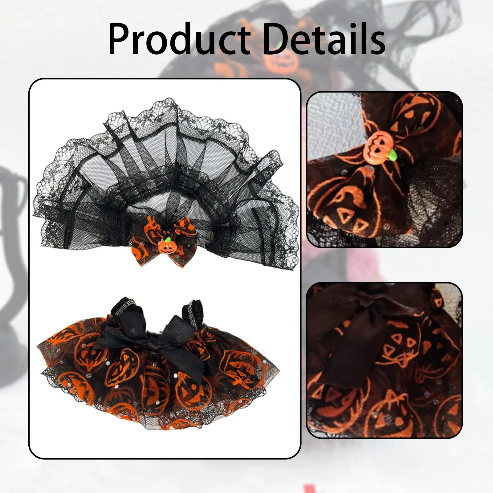 

Plush Pumpkin Dress for 17cm Doll with Veil Mesh Outfit Cute Halloween Costume Accessory for Dress Up Play