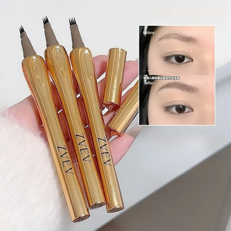 Vier vork wenkbrauwpotlood Wild Natuurlijke wenkbrauw Waterdicht Transpiratie Cosmetische make-up Blijvende fijne schets Vloeibaar wenkbrauwpotlood