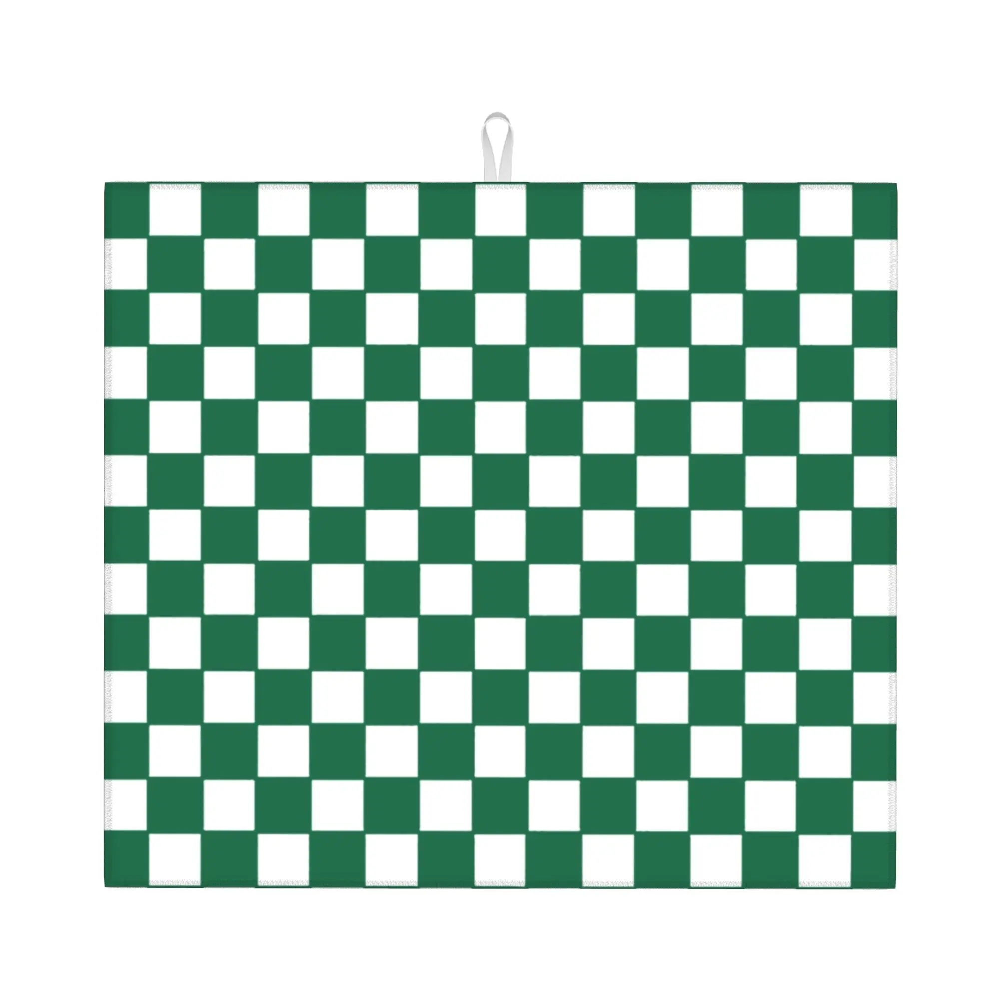 Green White Checkers Tattoo Design Collection Non Slip Kitchen Counter Protector Mat Barware Tableware Reusable Mat For Kitchen