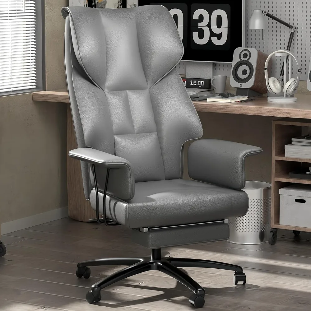 

Big and Tall Office Desk Chair 400lbs, PU Leather Executive Office Chair with Foot Rest and Arms, Comfortable High Back Computer