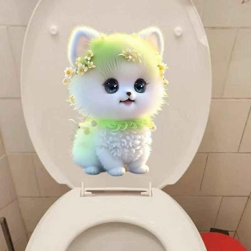 Pommersche Toilettenaufkleber für Waschraum, Toilettendeckel, Rückenlehne, Tierhund, Dekoration, Toilettenzubehör, selbstklebende Vinyl-Aufkleber