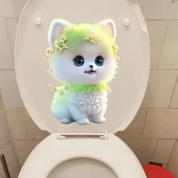 Pomeranian Toilet Stickers for Washroom Toilet Lid Backrest Animal Dog Decoration Toilet Accessories Self-adhesive Vinyl Decals