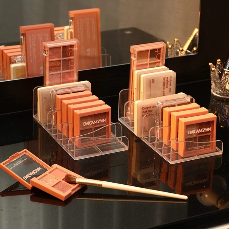 8-Compartment Plastic Desktop Makeup Storage Box Makeup Tools Compartment Holder for Cosmetics Blush Eyeshadow Display Tray Tool