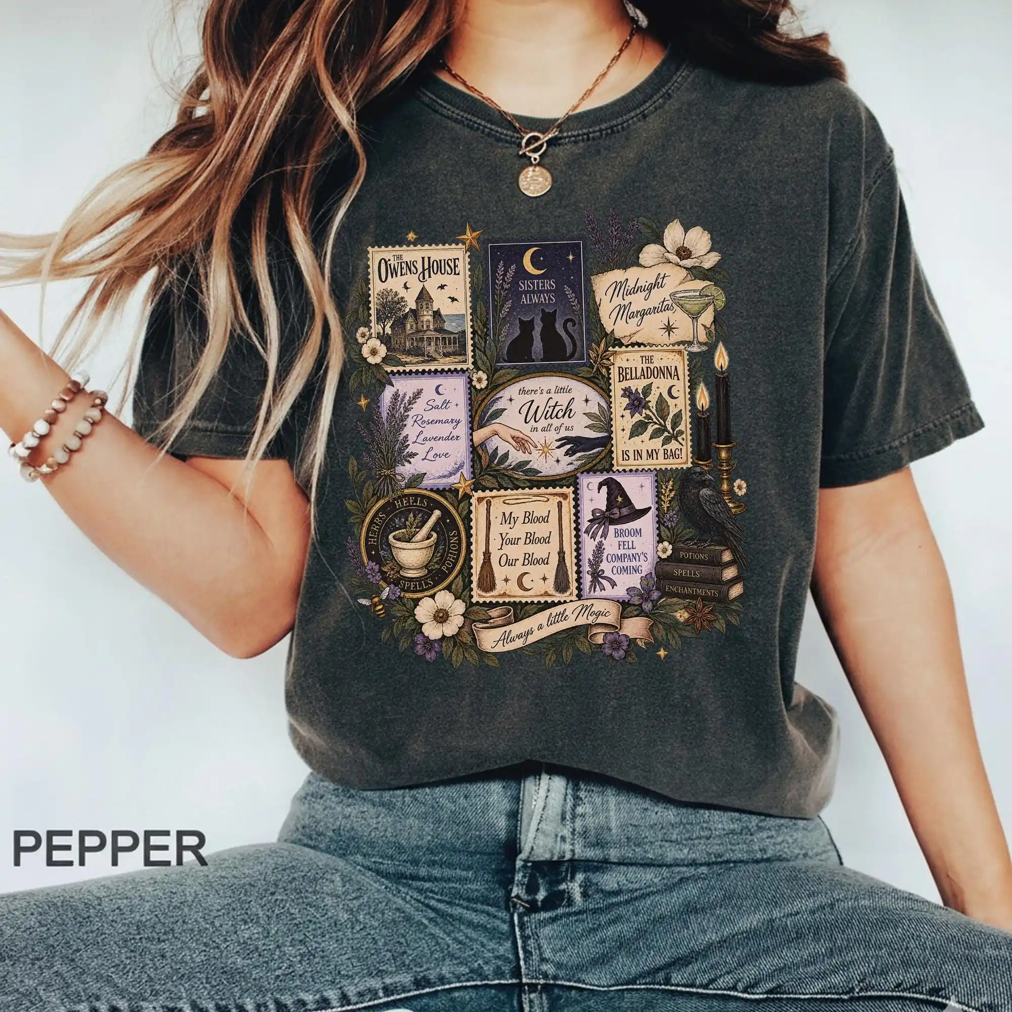 Midnight Margaritas Practical Magic T-shirt, Girls Will Be Girls Top, Retro Halloween Movie Sweater, Spooky Season Witchy Top