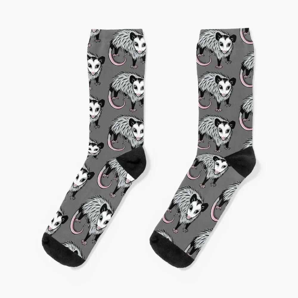 

Baby Possum Linocut Digital Socks colored funny sock hiking Luxury Woman Socks Men's