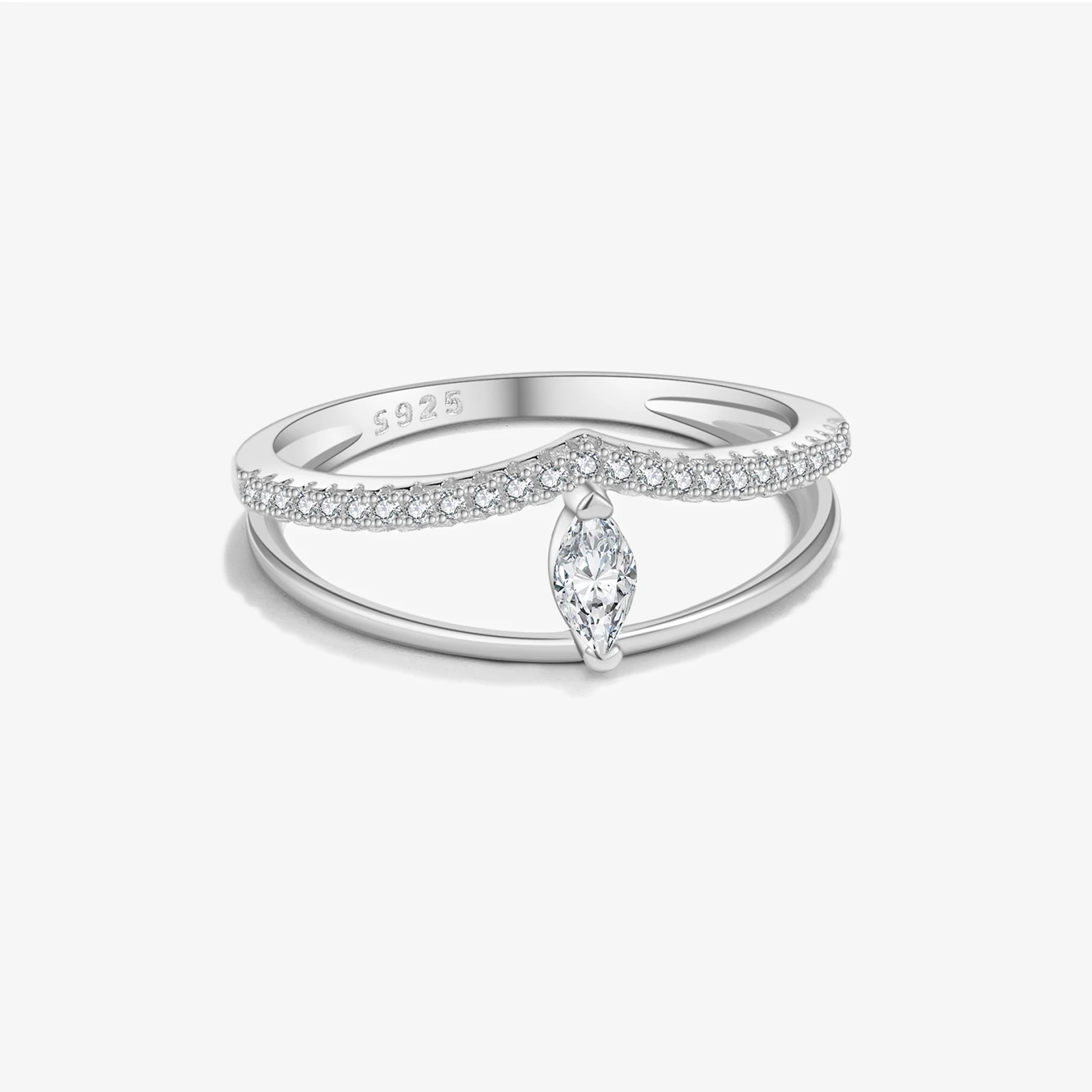 VEWANT 925 Sterling Silver Two Line Marquise Zircon CZ Ring Luxury 2024 New Wedding Band Fine Romantic Jewelry Gift for Women