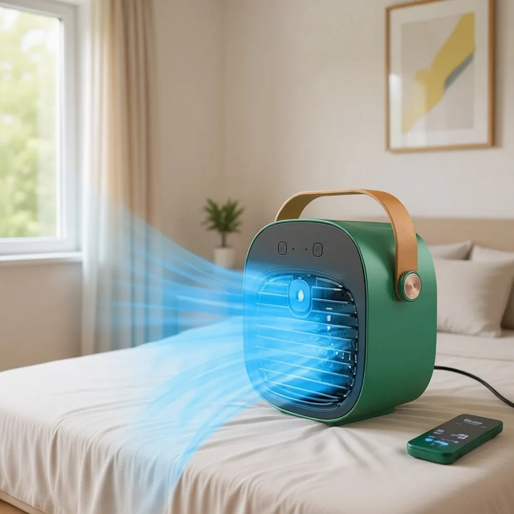 Portable Rechargeable Mini Air Cooler 6000mAh USB 3 Speed Quiet Evaporative Cooling Fan for Room Office Bedroom Travel