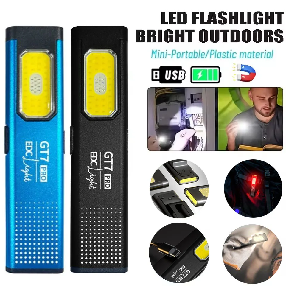 

Карманный фонарик-брелок с USB-C зарядкой, основным лучом и боковым COB-светом, магнитный фонарь для активного отдыха и экстренных ситуаций