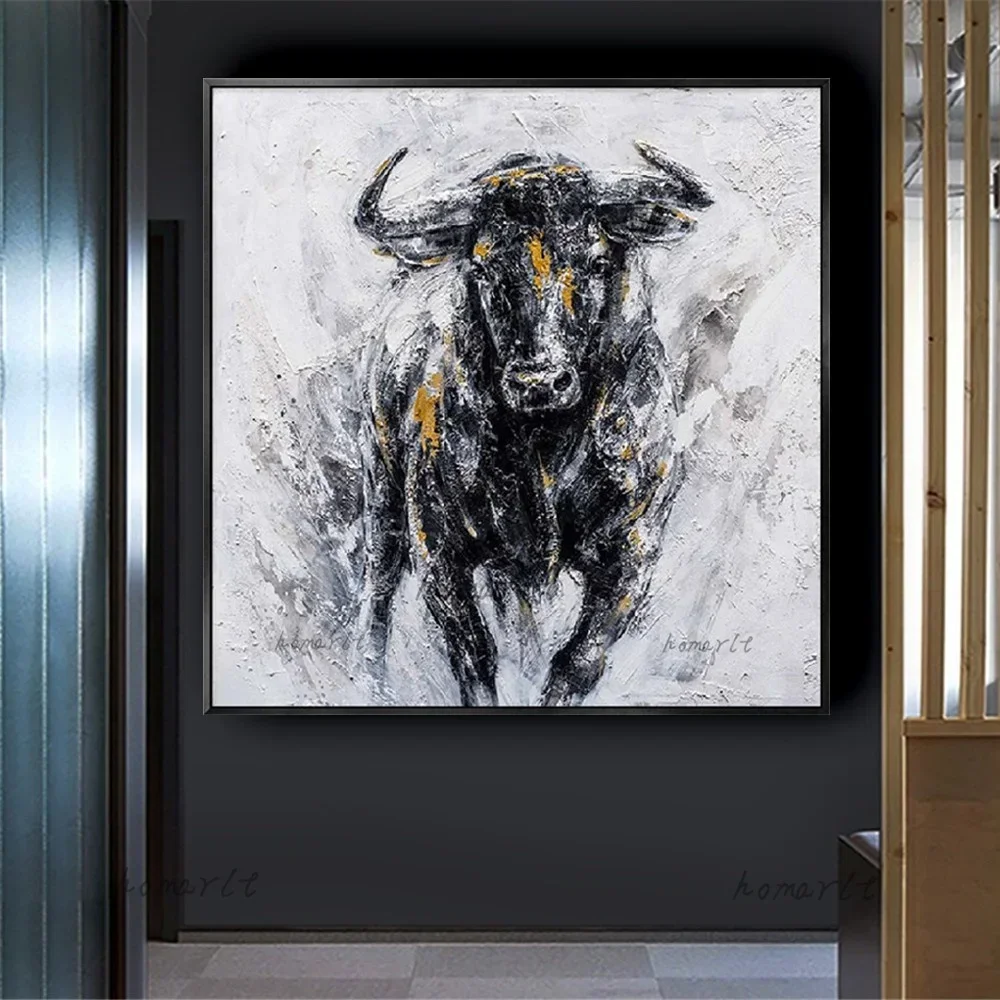 Abstract Hand Drawn Animal Spanish Bull Wall Art, HD Canvas Print Poster, Suitable for, Home, Living Room, Room Decoration