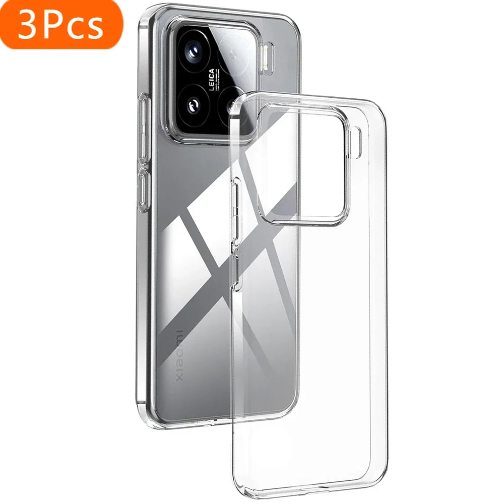 

3Pcs Silicone Phone Case For Xiaomi Mi 15 Ultra 14 14T 13 13T Pro Ultra Thin Clear Soft Back Cover Shockproof Shell Transparent