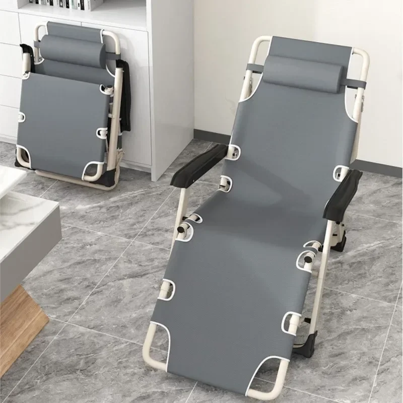 

Lunch Break Folding Recliner Backrest Lazy Beach Chair Leisure Cool Recliner Bed Portable Home Balcony Marching Bed Home Camping
