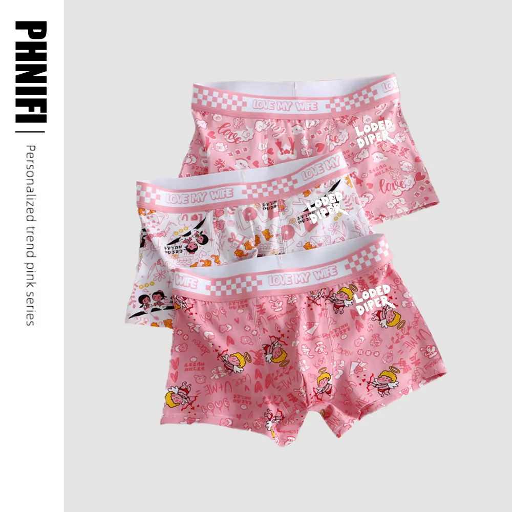

Cupid Cotton Women Panties Brand Printed Sports Boxer Breathable Summer Sexy Underwear Mid-Waist Boyshort Female Student Pants