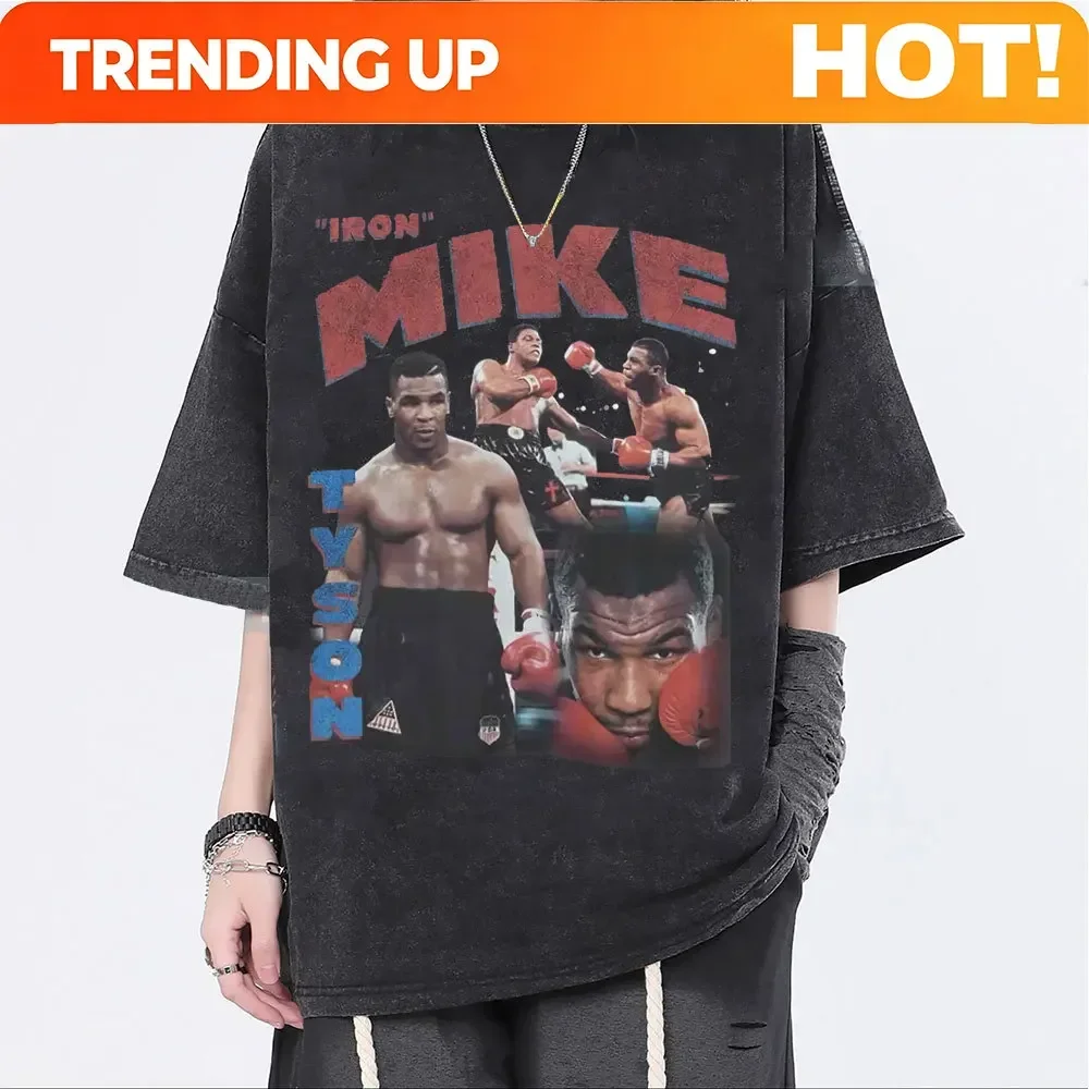 Customization Mike Tyson Washed Vintage T-shirt Men Women Retro Boxing Fitness Gym Short Sleeve T Shirts Men's Fashion Oversized