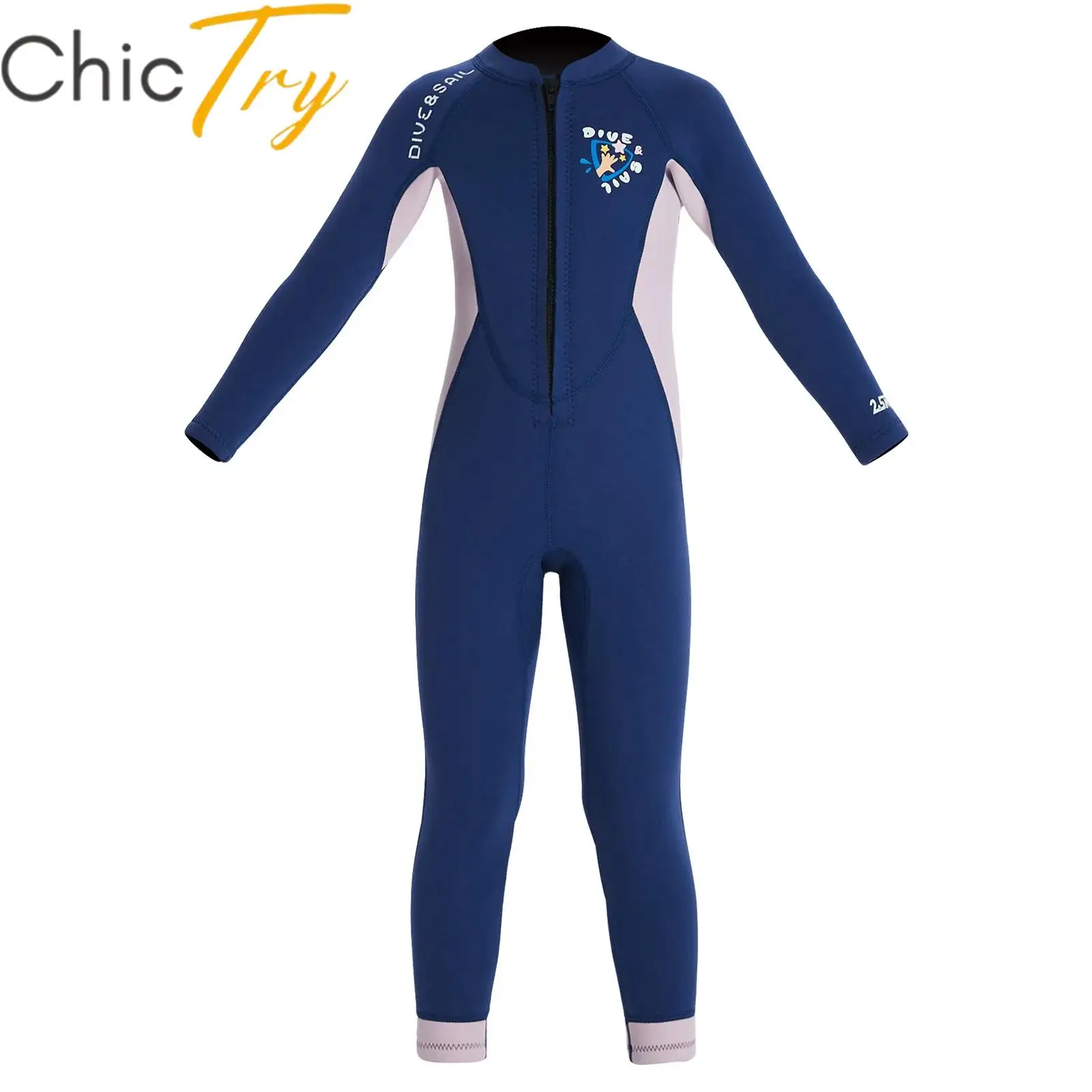 

Kids Girls 2.5mm Neoprene Wetsuit Swimwear Jumpsuit Stand Collar Long Sleeves Bodysuit Beach Snorkeling Surfing Thermal Bathing