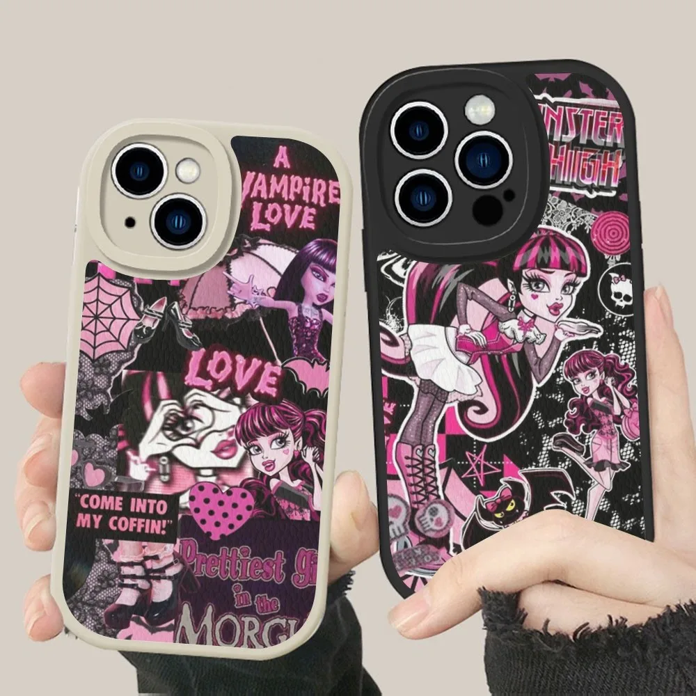 M-MonsterS Cartoon H-HighS Phone Case Hard Leather For iPhone 14 13 12 Mini 11 14 Pro Max Xs X Xr 7 8 Plus Fundas