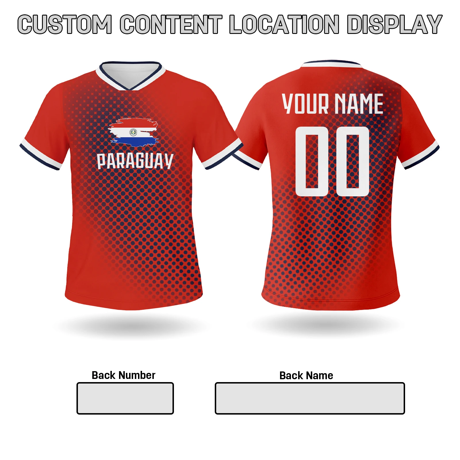 Custom Paraguay Soccer Jersey Personalized Name Number Football Team Shirt for Men Women Kids Jerseys