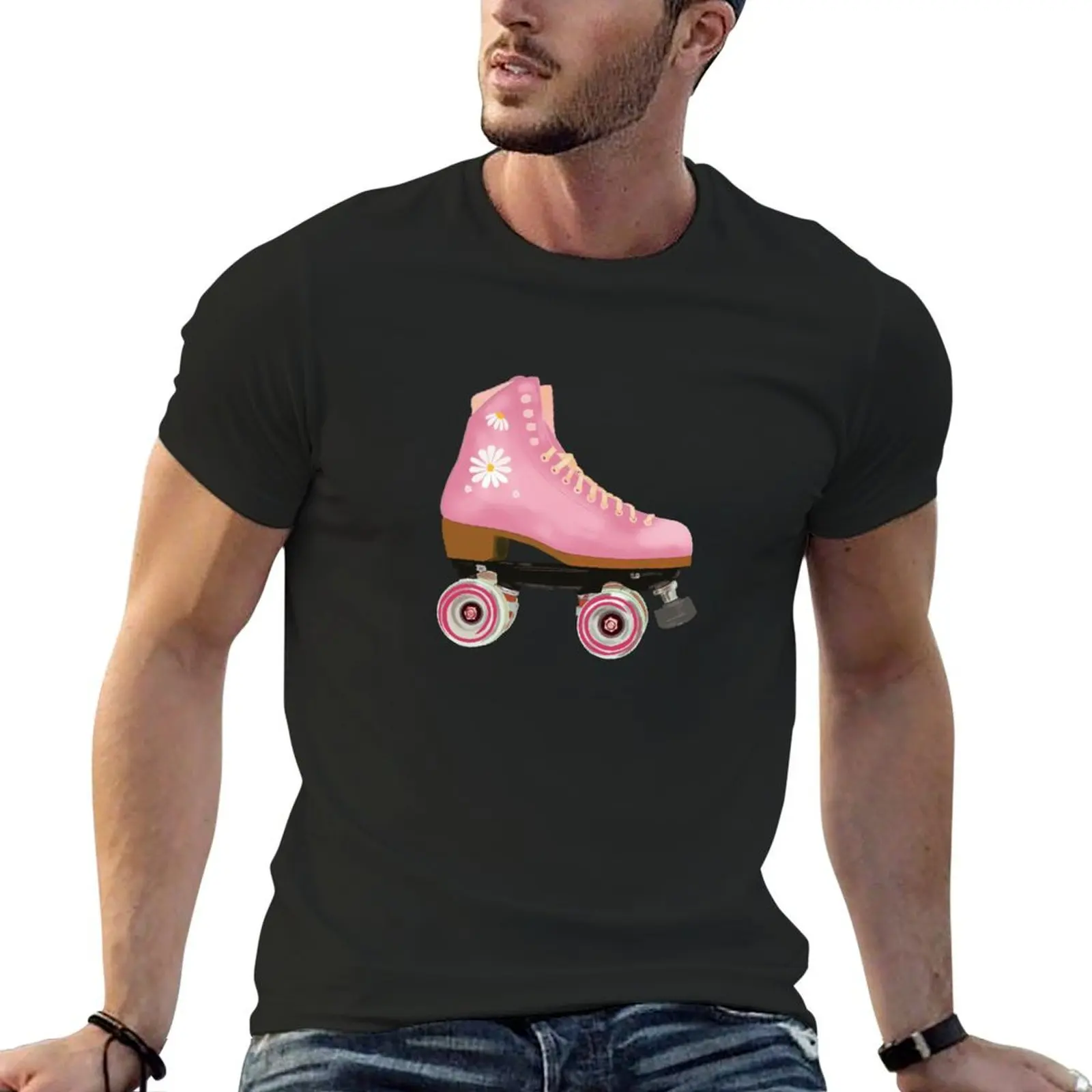 Retro pink pastel roller blade T-Shirt korean fashion cute tops big and tall t shirts for men