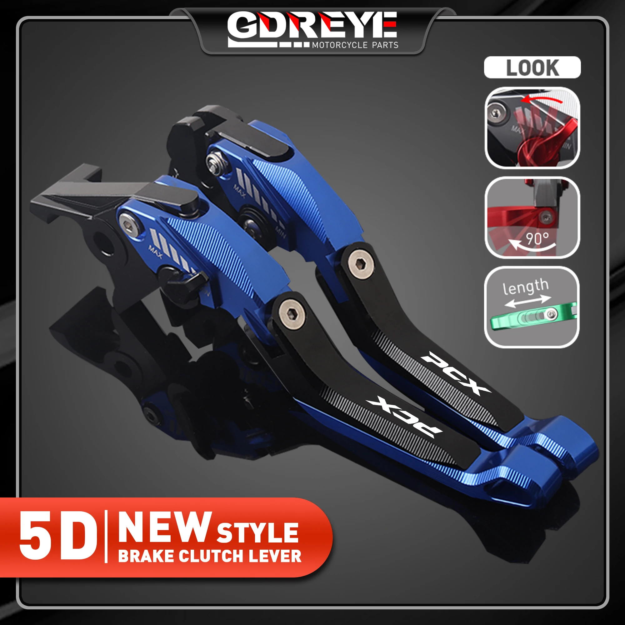 

For Honda PCX160 PCX 160 2020-2023 Brake Handle Motorcycle PCX160 NEW 5D CNC Aluminum Foldable Extending Brakes Levers Set