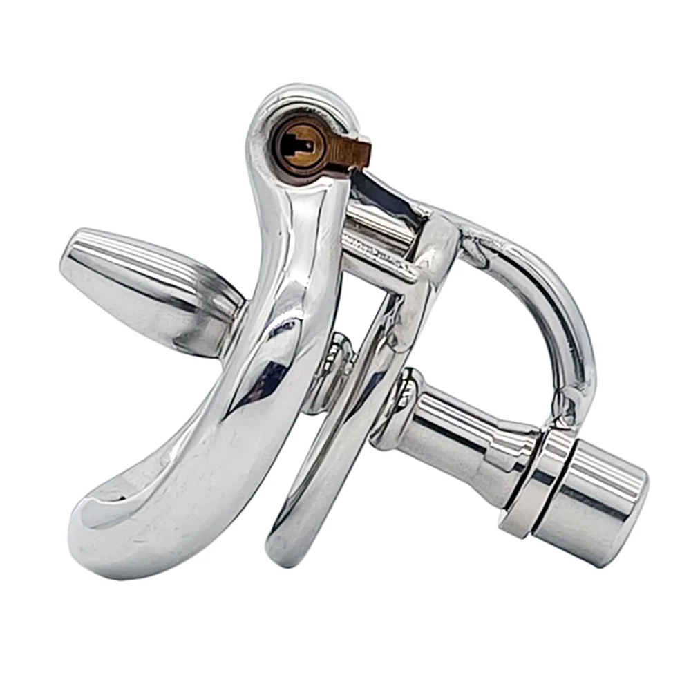 Stainless Steel Male Chastity Cage with Removable Urethral Catheter Arc Cock Ring Penis Lock Slave Restraint Adult Sex Toys