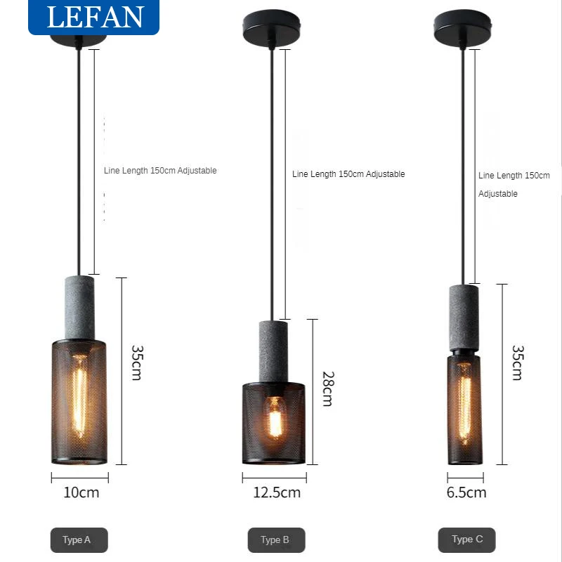 E27 LED Loft Pendant Lamp - Modern Cement & Wrought Iron Lampshade for Restaurant, Aisle