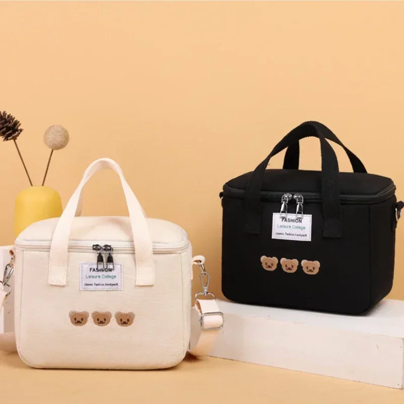 Niedliche Bären-Lunchtasche für Mädchen, isoliert, aus Segeltuch, Kühler, Handtasche, Aluminiumfolie, Thermo-Lebensmittelbox, Familie, Schule, Picknick, Abendessen